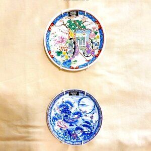 Vtg Genuine Imperial Imari Miniture Decorative Plates 4 and 4.5 in D